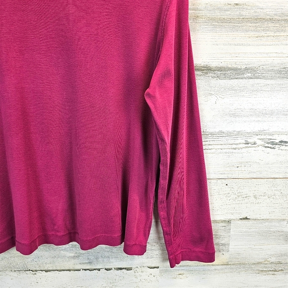 Vintage Kate Hill Supima Cotton Long Sleeve Top LP Magenta 90s Minimalist Fall - Picture 11 of 12